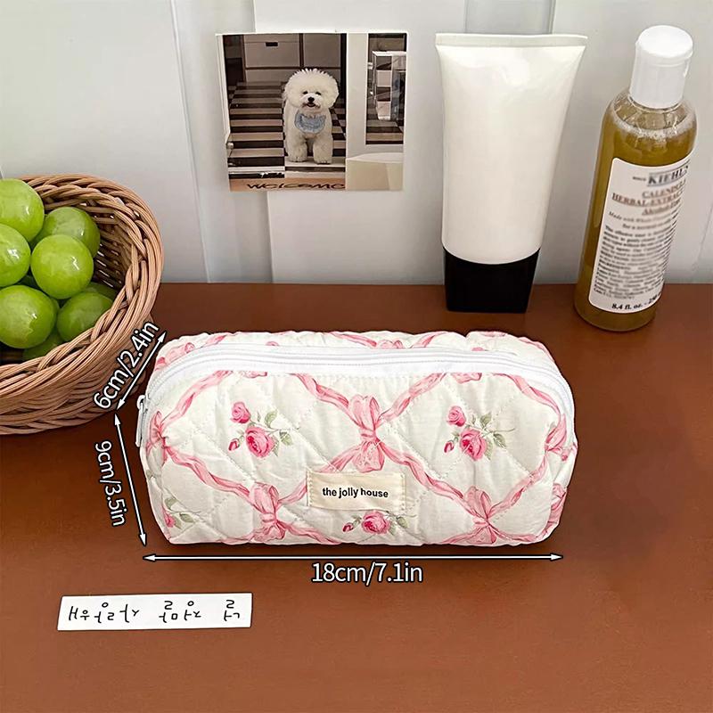 Make-up-Aufbewahrungstaschen mit Blumendruck, für Damen und Mädchen, Reise-Kulturtasche, Make-up-Tasche, Organizer, Kosmetiktasche, Reißverschluss, gesteppte Tasche