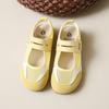Yellow shoes mesh Mary Jane shoes summer new Velcro light mouth round head canvas shoes single shoes