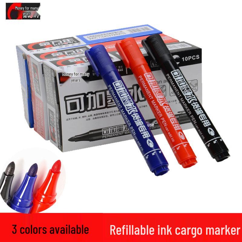 

Jin Wannian G-0906 Oil-Based Large Tip Refillable Marker Pen - Red, Blue, Black синий