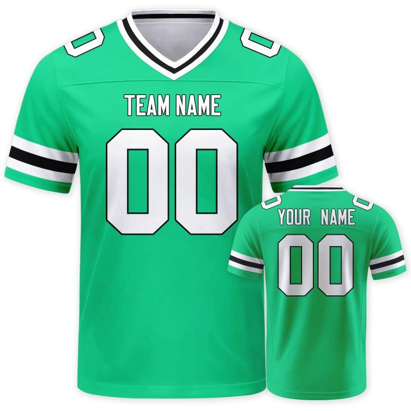 Personalized Green American Football Shirt, Custom Football Jersey with Team Name Number, Game Day Gift for Men Women Kids