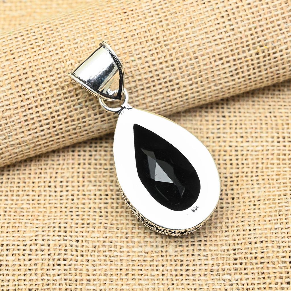 Gorgeous Black Spinel Gemstone Handmade 925 Sterling Sliver Jewelry Pendant For Women