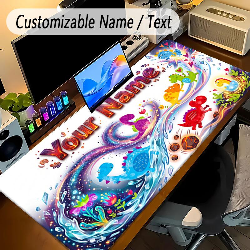 Dinosaur Theme Personalized Mouse Pad Custom Name Text Non Slip Desk Pad For Laptop Office Desktop