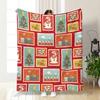 Christmas Reindeer Sleigh Snowflake Print Throw Blanket,Warm,Sofa,Bed,Couch,Ideal For Winter Meetups,Birthday Present
