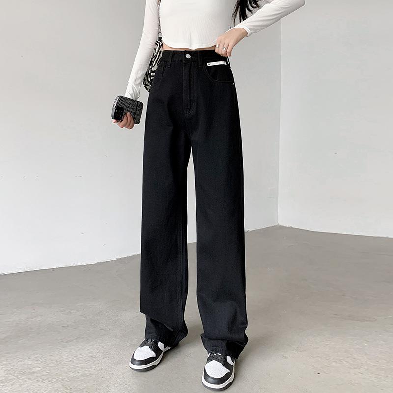 Straight Leg Jeans Women  Female Clothing Women's Pants  Jeans Woman High Waist Vintage Clothes Denim Korean Fashion Blue