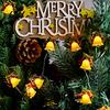 Warm Glow Party Decorations 78"/196" Christmas Bell String Light 20/50 LEDs Plastic Fairy Light with Indoor Hanging Lamps White Glow Battery