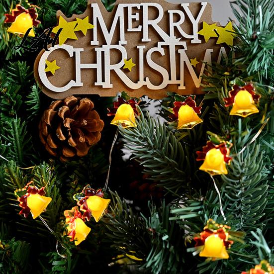 Warm Glow Party Decorations 78"/196" Christmas Bell String Light 20/50 LEDs Plastic Fairy Light with Indoor Hanging Lamps White Glow Battery