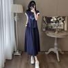 European Plus-Size Women's Two-Piece Set: Color Block Short Sleeve T-Shirt & Pocket Skirt