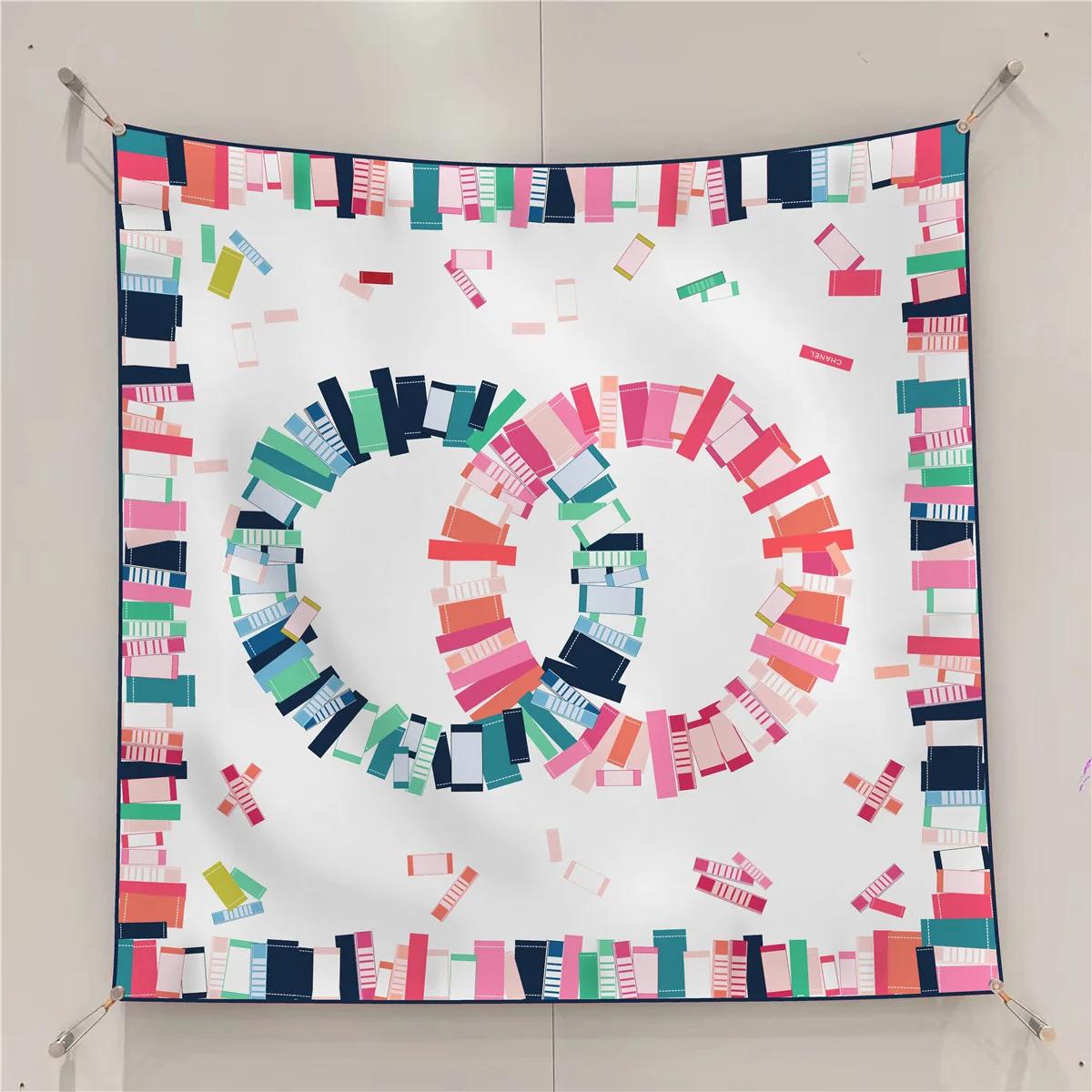 90Cm French 90Cm Letter Small C Twill Silk Women Sunscreen Shawl Large Square Scarf Headscarf Scarf For Women 90cm
