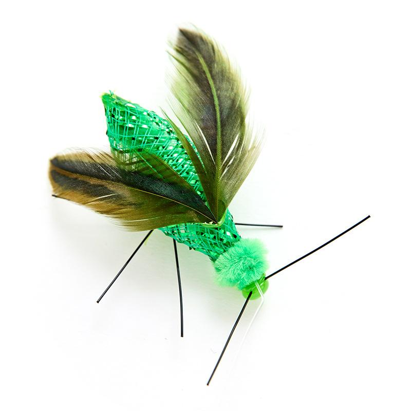 2pcs Simulation Insect Shapes Feather Cat Toy Replacement Head Kitten Cat Teaser Pet Toy