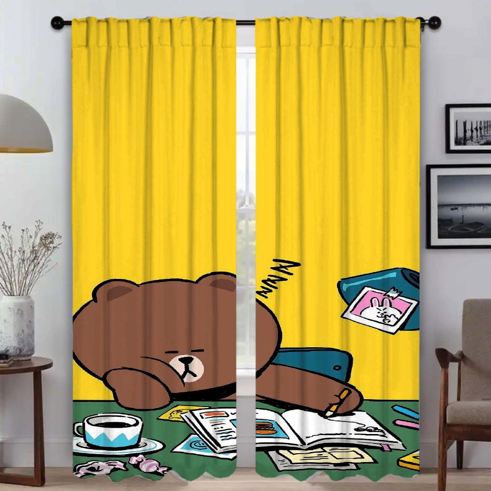 Elegant Room Curtains for Living Room L-LINE Partition Home Interior Curtains 2 Pieces Halloween Decoration Window Curtain Child