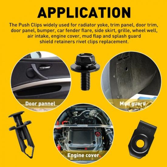Car Engine Splash Shield Bumper Hardware Kit Body Bolt Screw Nut Clip Rivet 28Pc