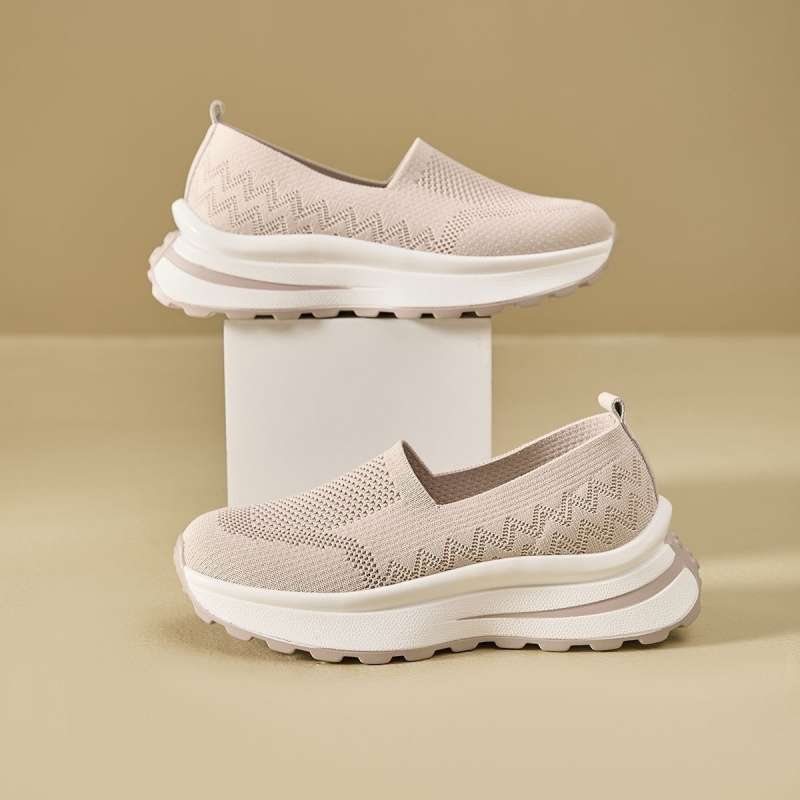 2025 Summer New One-pedal Women's Shoes Foreign Fashion Mesh Shoes Thick Sole Heightening Lightweight Sports and Leisure Shoes