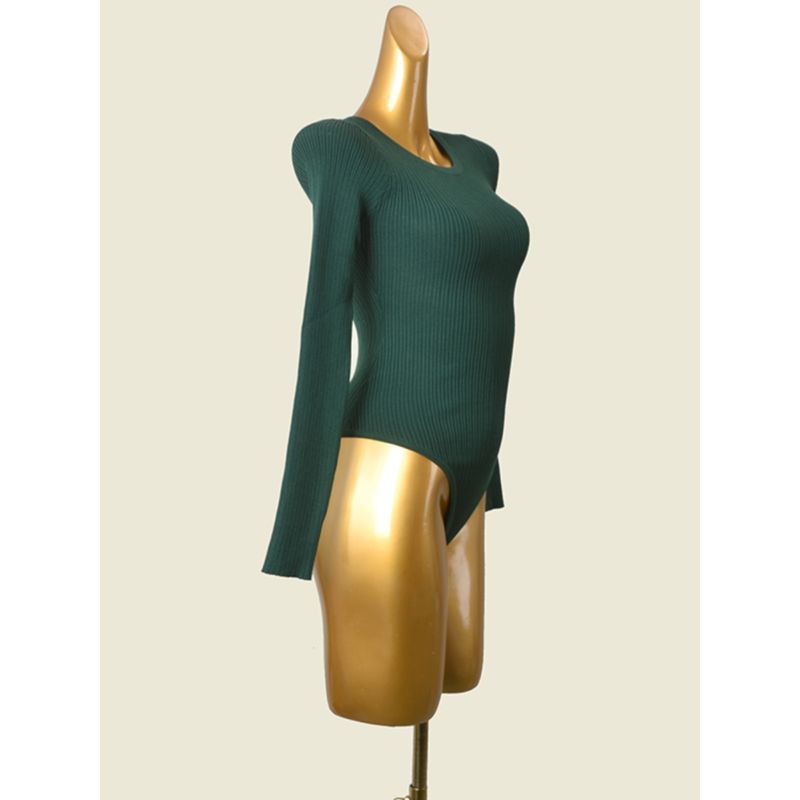 Fashion Sexy Knitting Long Sleeves T-shirt Triangle Jumpsuit Spring Sexy Inner Match Slimming T-Shaped Bottoming Shirt for Women