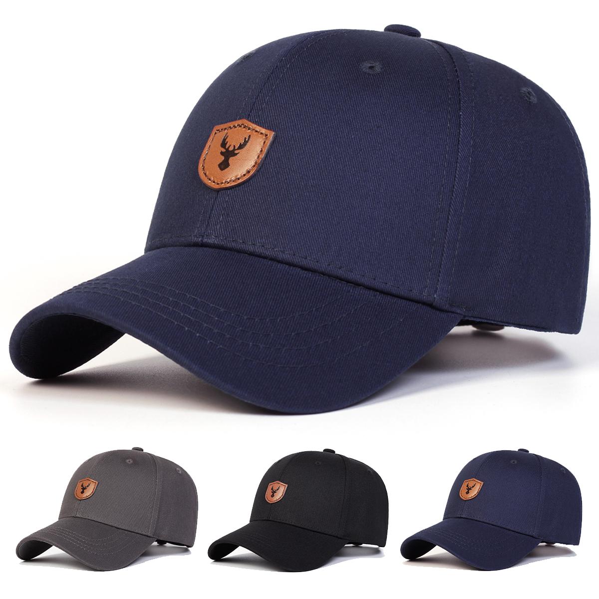 

Unisex Antler Leather Label Baseball Caps Adjustable Casual Hats Spring and Autumn Outdoor Sunscreen Hat чорний