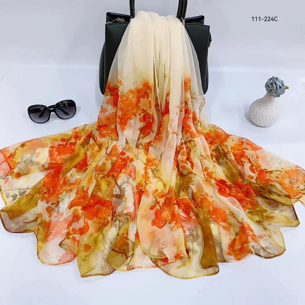 Silk Scarf Women Hijab Pashmina Long Beach Stoles Shawl Wrap Headbands Spring Warm Scarves Bandana Ladies Neckscarf Foulard