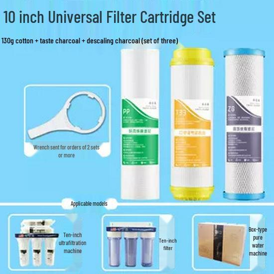 "Universal 10-Inch Water Purifier Filter: 3-Stage PP Cotton, UDF Granular Carbon, CTO Compressed Activated Carbon for Home"