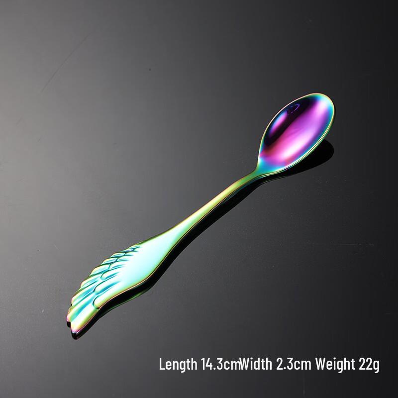 Qianxing Angel Wing Iridescent 304 Stainless Steel Dessert Spoon & Fork Set, 10-Piece