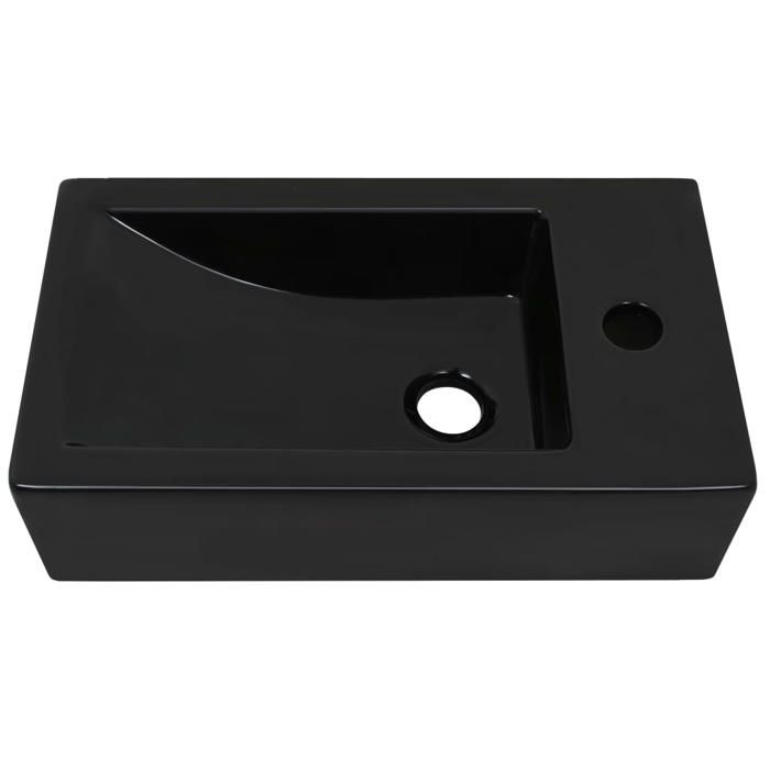 Washbasin - vidaXL - Ceramic Black - 46 X 25.5 X 12 Cm - Tap Hole - Easy Mounting