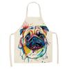 1 Pcs Cotton Linen BullDog Dog Print Kitchen Aprons Unisex Dinner Party Cooking Bib Funny Pinafore Cleaning Apron