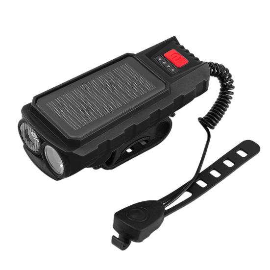 

Велосипедный фонарь Панель солнечной зарядки Высокая яркость освещения 400 люмен Велосипедная фара для езды чёрный