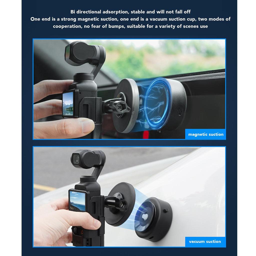 Suction Cup Car Mount 3 for Action Aluminum Alloy Car Adheres to and Side Easy Includes Expansion Magnetic Stand for Convenient Shooting Cameras,