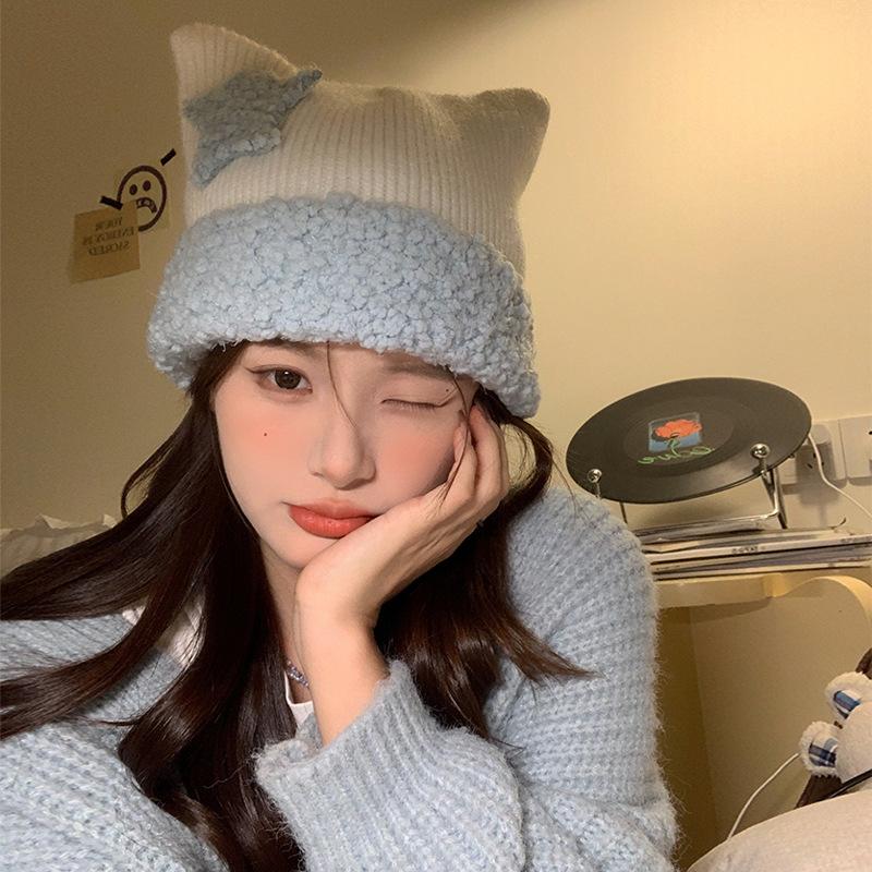 Ear Trendy Cat Knit Cap For Men And Women Offering Warmth And Comfort In Various Cute Color Combinations