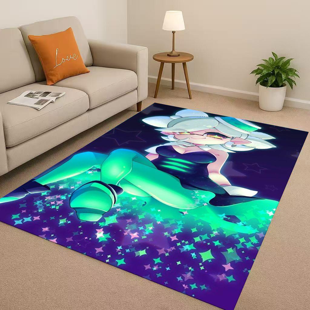 3D Splatoon Game Cartoon Living Room Non Slip Area Rug Soft Carpet for Bedroom Playroom Sofa,Easy Clean Home Decor Doormat