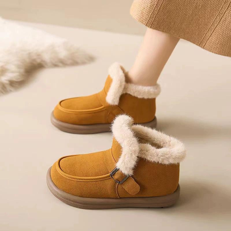Women's Snow Boots Winter Cashmere Thick Cotton Boots Warm Flat Soft Sole Women's Cotton Shoes