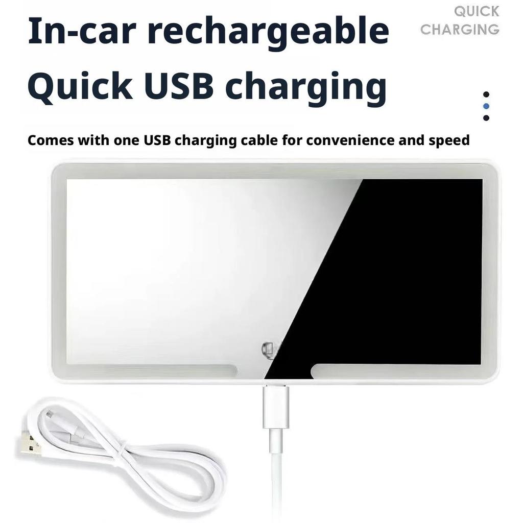 Car Sun Visor Clip‑on Makeup Mirror Rechargeable LED 3‑Color Fill Light Touch Sensitive Control HD Vanity Mirror Portable Auto Interior Mirrors6