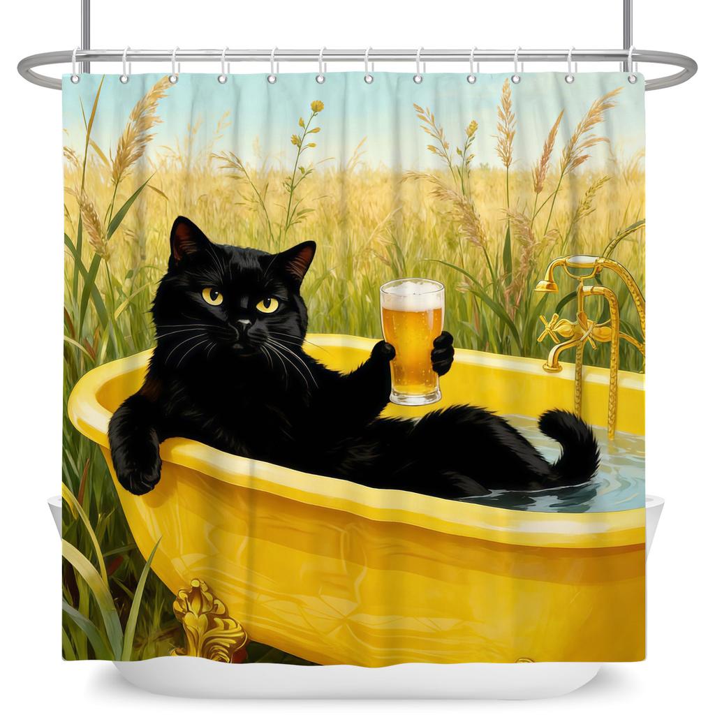 Cute Animals Pets Bathroom Shower Curtains Cat Dog Panda Giraffe Bathroom Decor Waterproof Curtain With Hooks Polyester Curtain