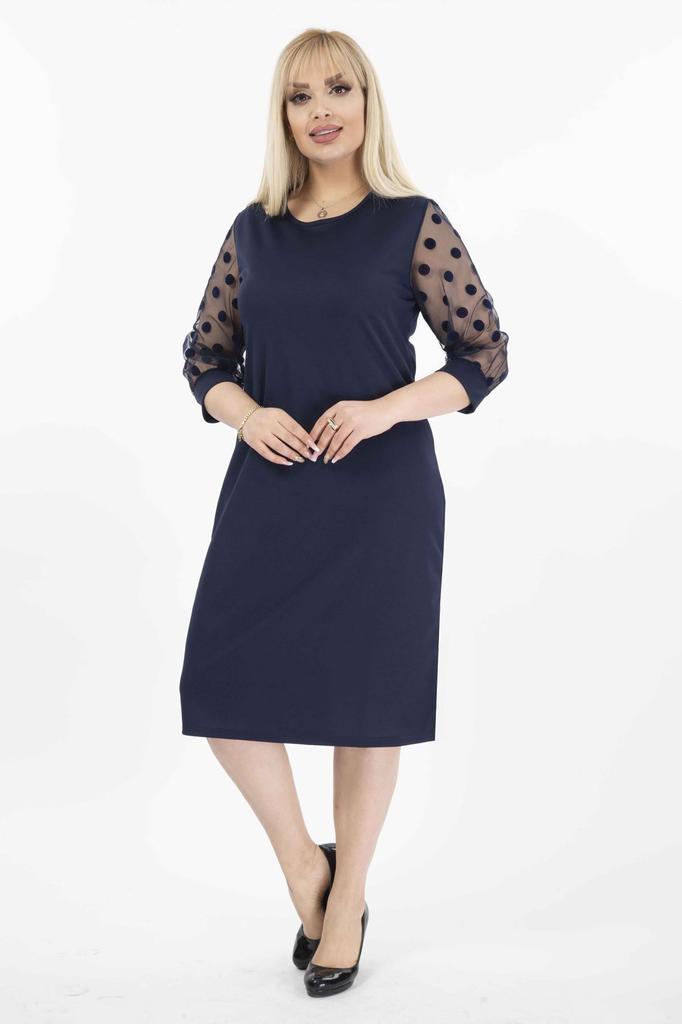 Women's Big Size Dress Polka Dot Flocked Sleeve Plus Size Dress 9B-2141