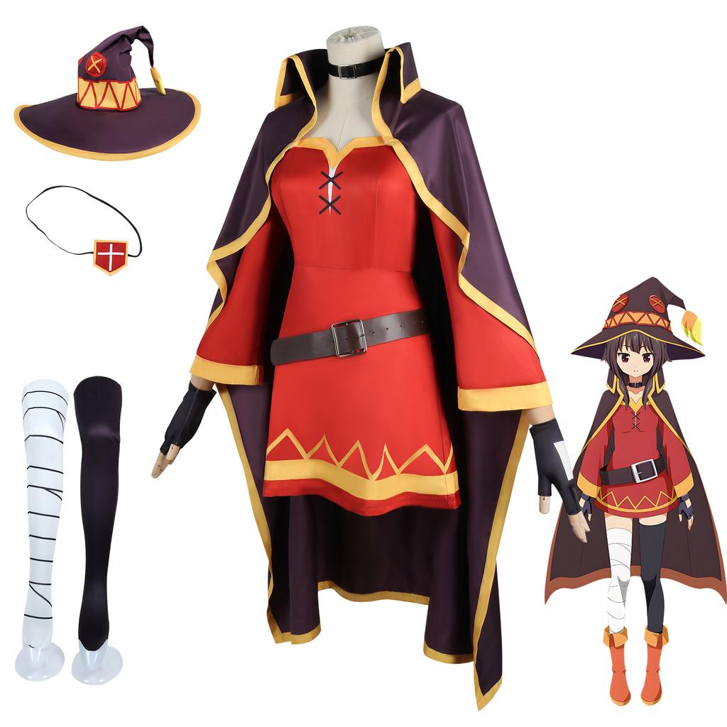 Anime Figures Megumin Cosplay Costume Carnival Uniform Dress Hat Glove Accessories Halloween Costume Party For Girls Women