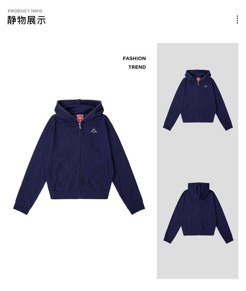Kappa Hoodie Spring and Autumn Women's Sports Hoodie Casual Striped Cardigan Coat
