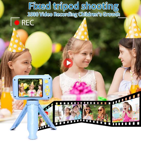 Kids Camera,2.4in IPS Screen Digital Camera,180°Flip Lens Camera,Children Selfie Camera with Playback Game,Christmas/Birthday Gift for 4 5 6 7 8 9