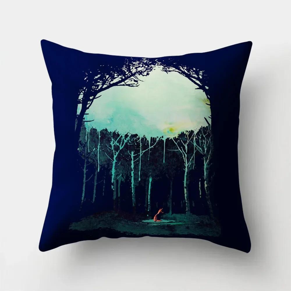 Fuchs Cartoon Muster Büro Kissenbezug Polyester Autokissen Heim Sofa Dekoration Salon