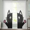 Black Cat Chiffon Sheer Curtains For Living Room Bedroom Decoration Window Tulle Curtains Drapes