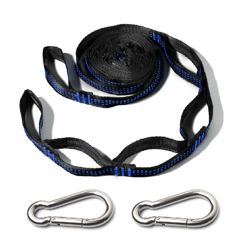 Hammock Swing Straps with Adjustable Extension and Quick Installation for Outdoor Camping 2 Blue Straps + #7 Carabiner (5+1 Loop OPP Bag)