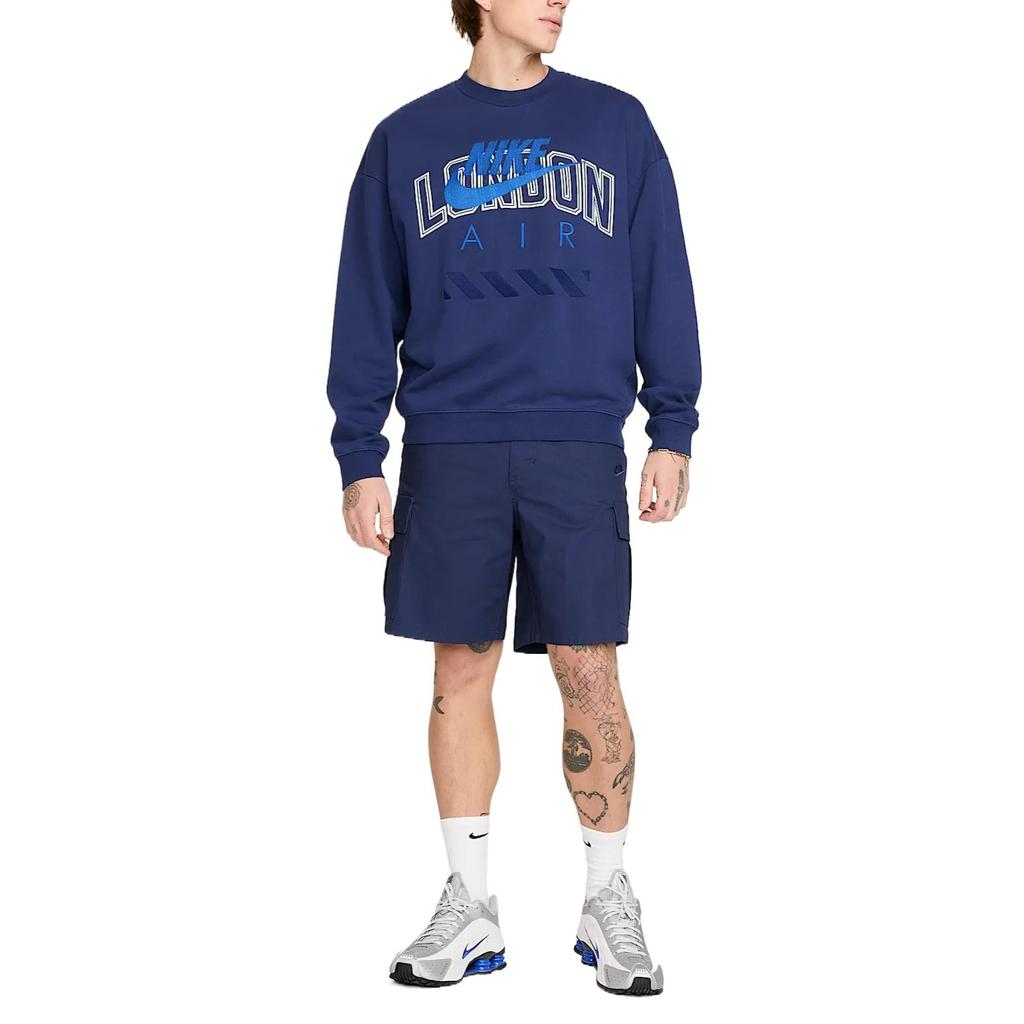 Nike SS25 Air Loose Fit Letter Long Sleeve Sweatshirt Men tops Blue HQ1099-492