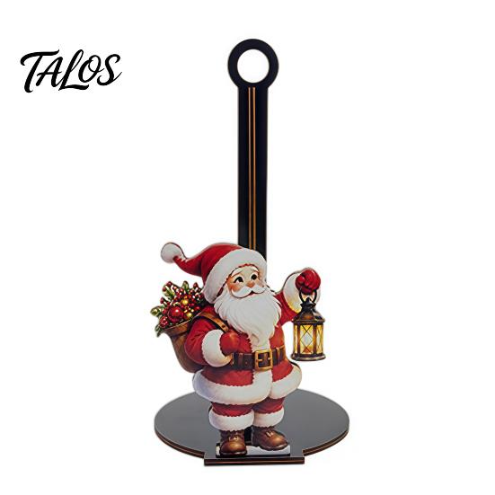 Wooden Kitchen Roll Dispenser Christmas Paper Towel Holder, Decorative Vertical Dispenser, Holder Stable Weighted Base Organizer for Holiday