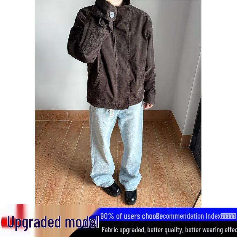 

Men s Faux Rabbit Fur Heavyweight Cotton Baseball Jacket - Casual, Loose Fit, Plus Velvet, Padded for Winter XL світло-коричневого кольору