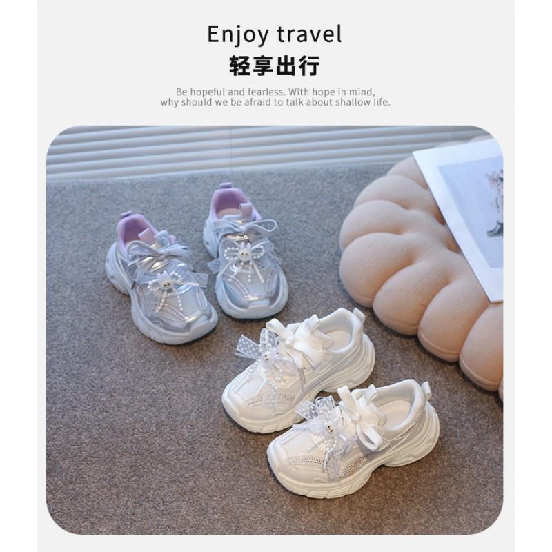 Girls Lightweight Mesh Running Shoes Fall Kids Princess Style Sneakers Comfortable Breathable Sport Footwear