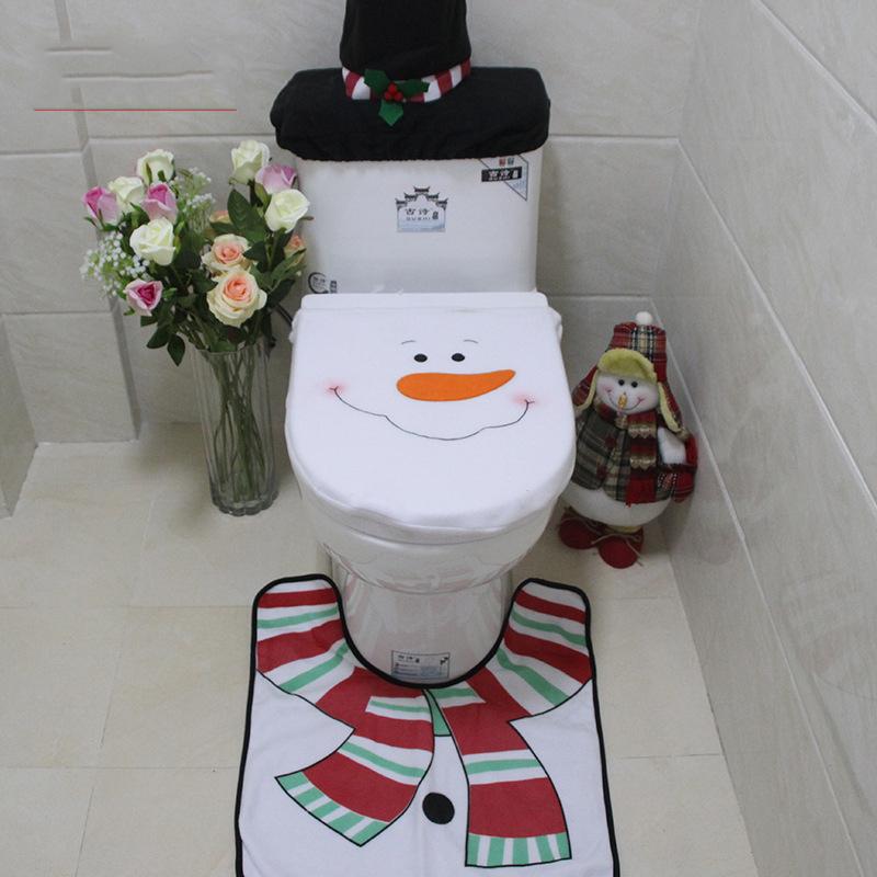 Cute Christmas Toilet Seat Covers Creative Santa Claus Bathroom Mat Xmas Supplies for Home New Year Navidad Gift Decor
