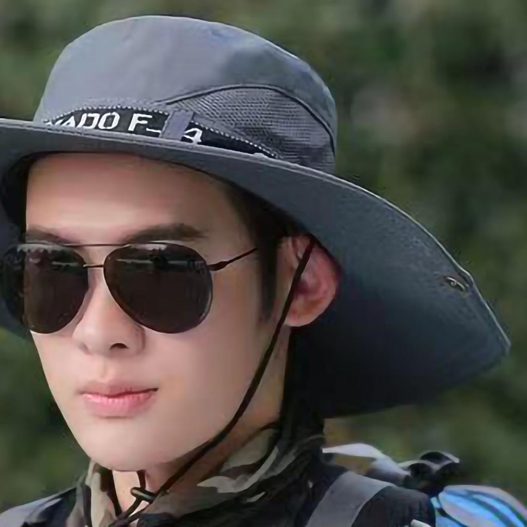 Male Sun Hat Summer Fashionable Big Brim Semi Breathable Men Fisherman Hat for Outdoor Grey