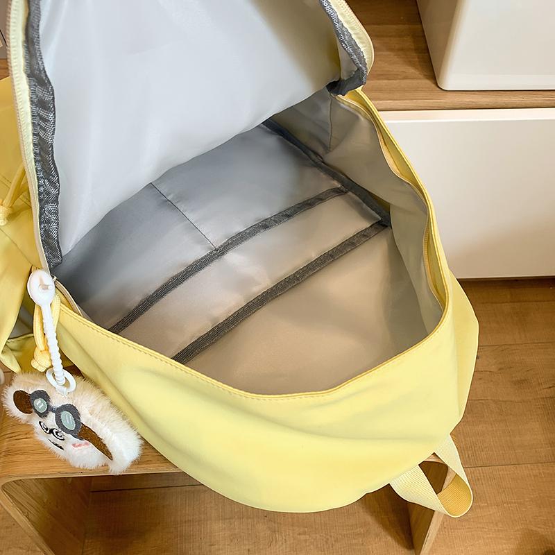 Women Solid Color Backpack Junior High School Student Schoolbag