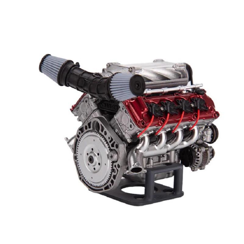 Mini V8 Engine Model Kit Metal Assembly Toy Adults 15-35 Years Static Car Scale 1:10 Non-Motorized
