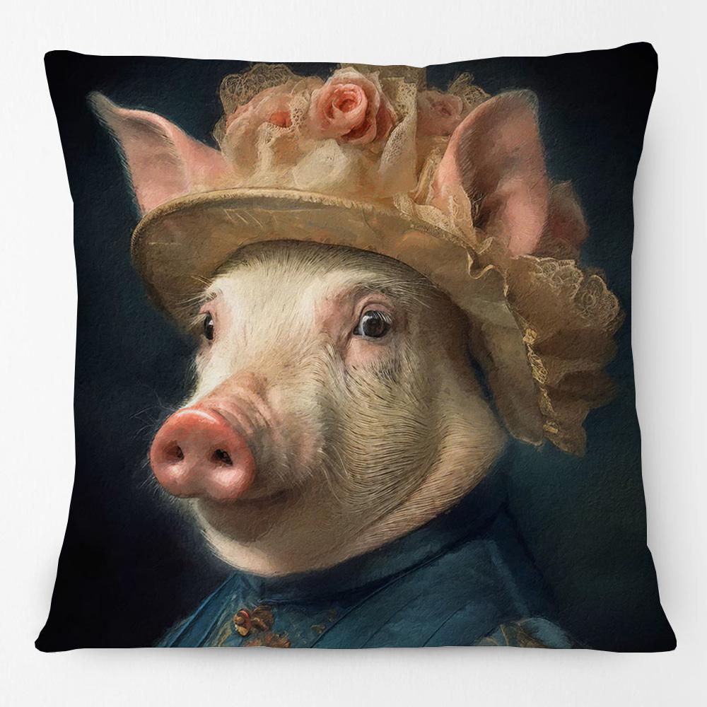Animals Head Human Body Poster Cushion Cover Fox Cow Elephant Hippo Pig Leopard Duck Art Pillow Case