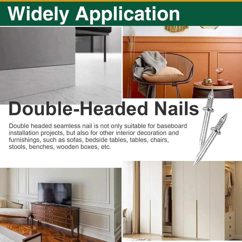 100Pcs with Sleeve Tools Seamless Nails Double Head Zinc Plated Thread Nails Corrosion Resistant Baseboard Trim Nails