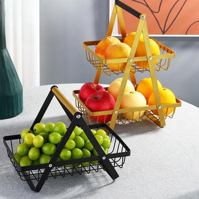 Portable Fruit Bowle Basket for Kitchen Organizer Storage Fruits Vegetable Bread Snacks, Detachable Metal Rectangle Basket