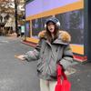 Women's Vintage Pie Overcomes Fur Collar Jacket Hooded Thickened Winter Down Cotton