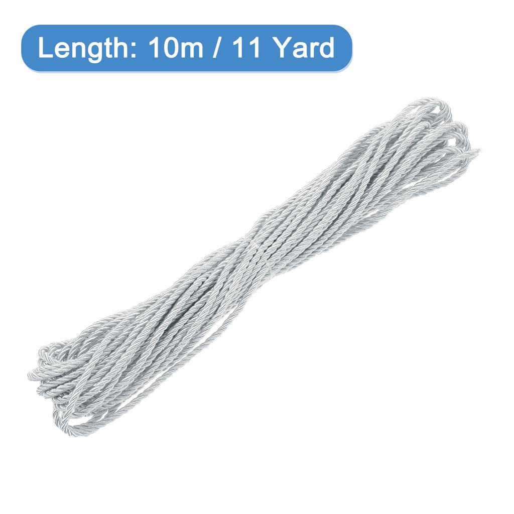 Uxcell 11 Yard 3mm Twisted Cord Trim 3-Ply Twine Braided Rope Shiny Thread String for Craft Gift Bag Curtain Christmas Decor